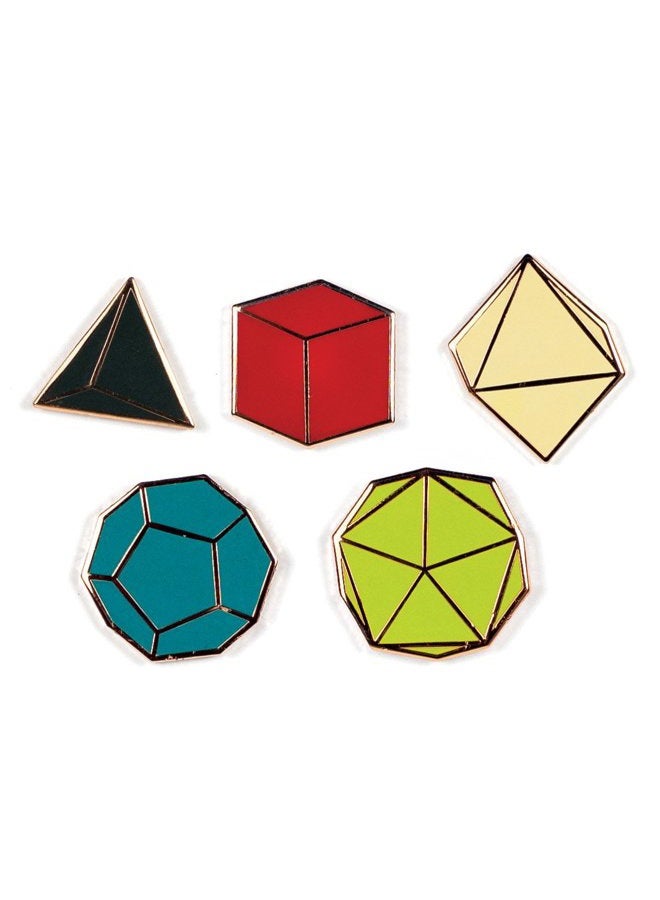The Unemployed Philosophers Guild Platonic Solids Enamel Pin Set - 5 Unique Colored Metal Lapel Pins - Image 1